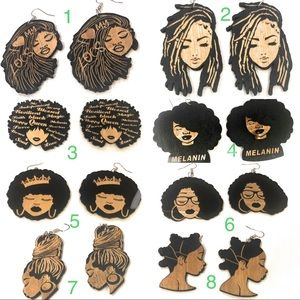 New Black Wooden Earrings of different hairstyles